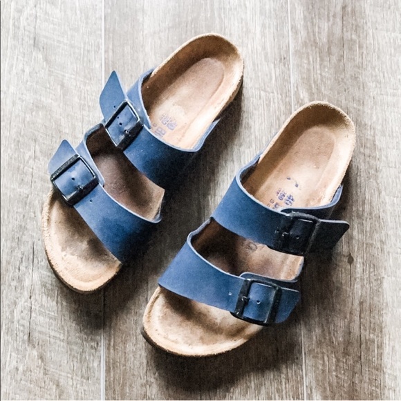 navy blue leather birkenstocks
